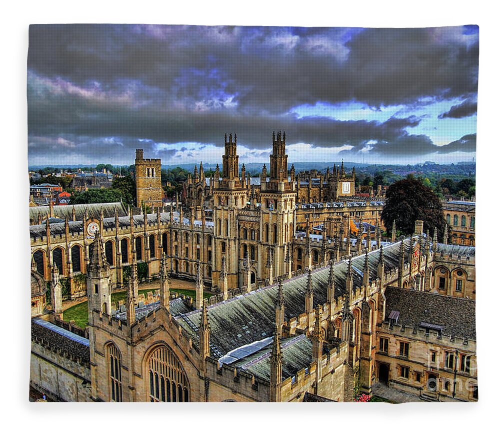 Oxford Fleece Blanket featuring the photograph Oxford University - All Souls College by Yhun Suarez