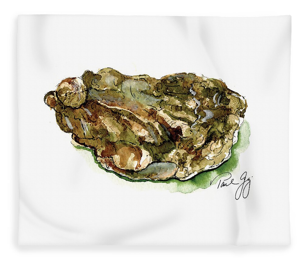 Gulf Of Mexico Fleece Blanket featuring the painting Oyster by Paul Gaj