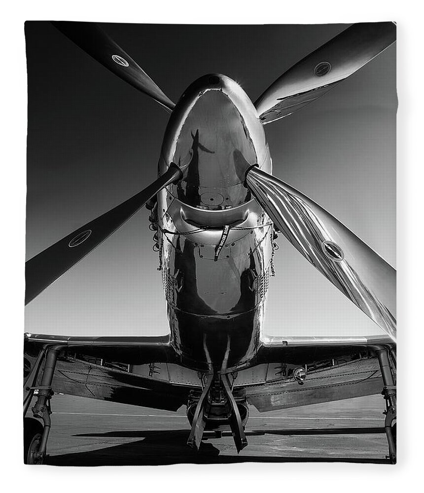 P51 Fleece Blanket featuring the photograph P-51 Mustang by John Hamlon