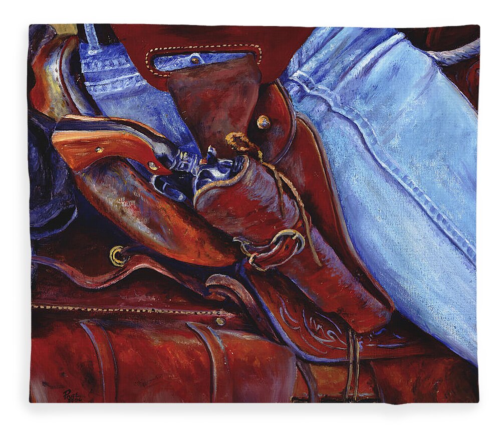 Pistol Fleece Blanket featuring the painting Packin by Page Holland