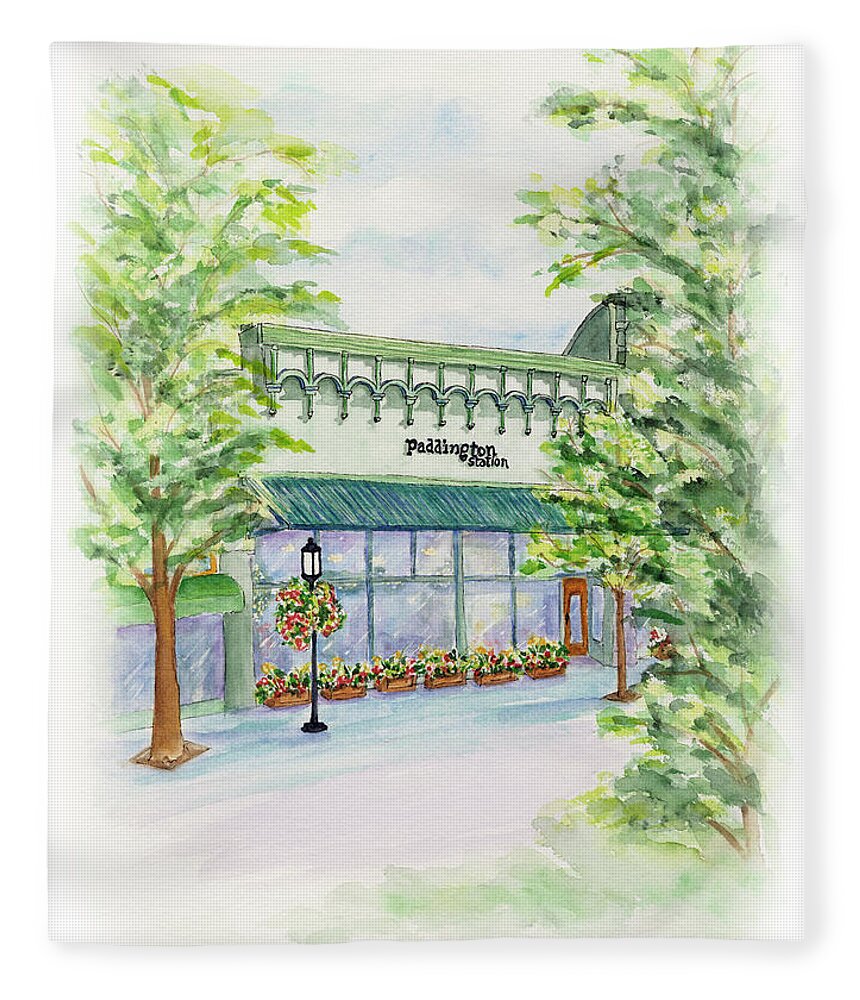 Paddington Station Gift Store Fleece Blanket featuring the painting Paddington Station by Lori Taylor