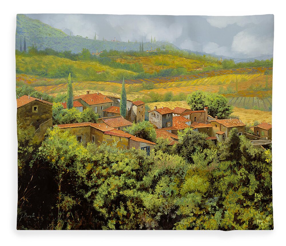Tuscany Fleece Blanket featuring the painting Paesaggio Toscano by Guido Borelli
