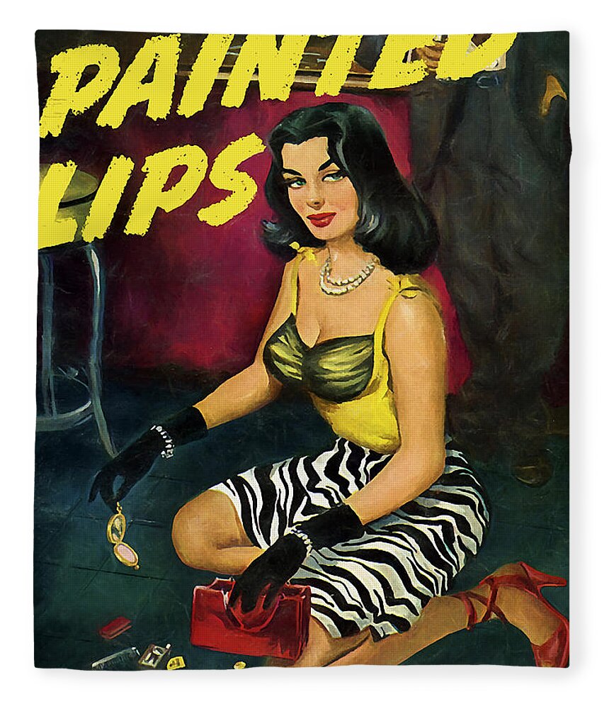 Cosmetology Fleece Blanket featuring the painting Painted Lips by Dominic Piperata