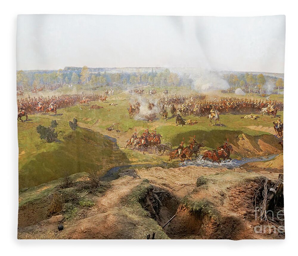 Details Fleece Blanket featuring the photograph painting of Battle of Borodino by Vladi Alon