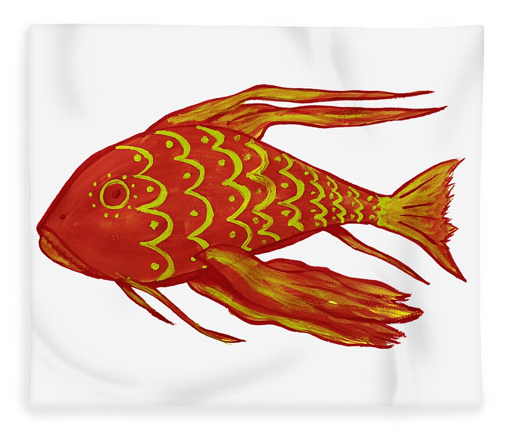 Painting Fleece Blanket featuring the digital art Painting Red Fish by Piotr Dulski