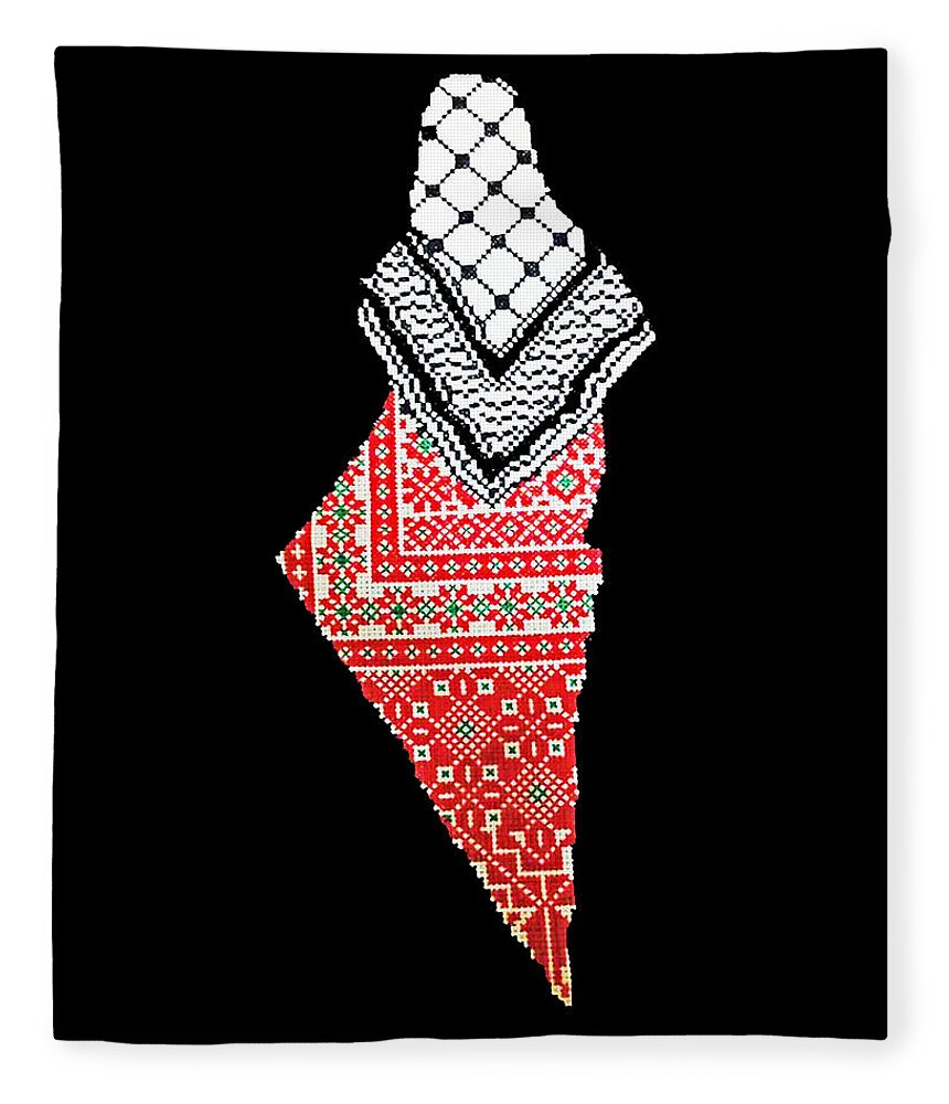 Palestinian Keffiyeh Map Fleece Blanket