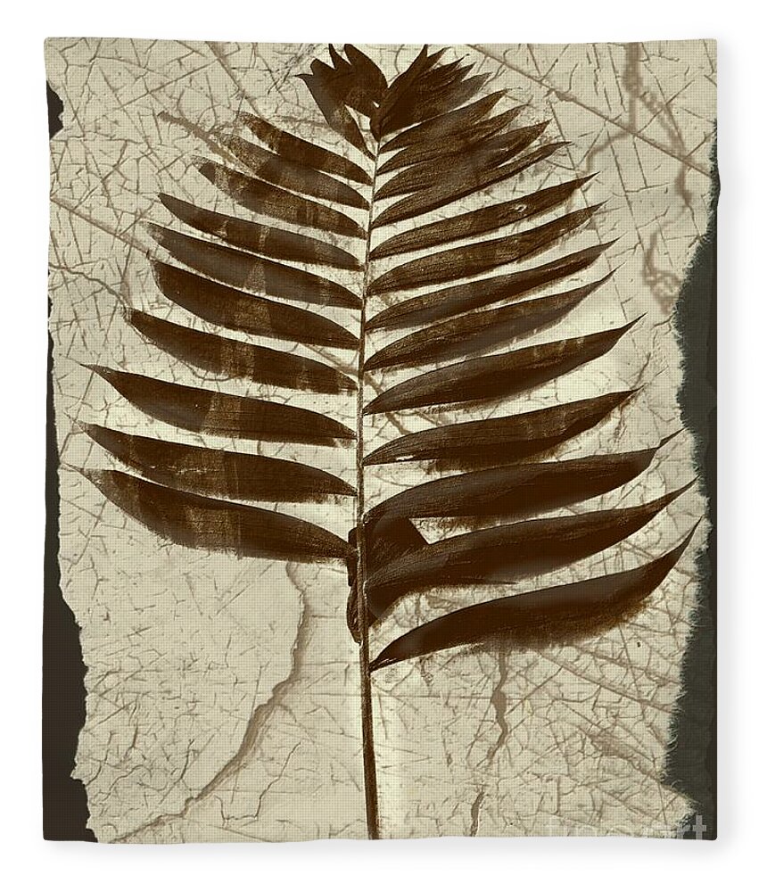 Photograph Fleece Blanket featuring the digital art Palm Fossil Sandstone by Delynn Addams