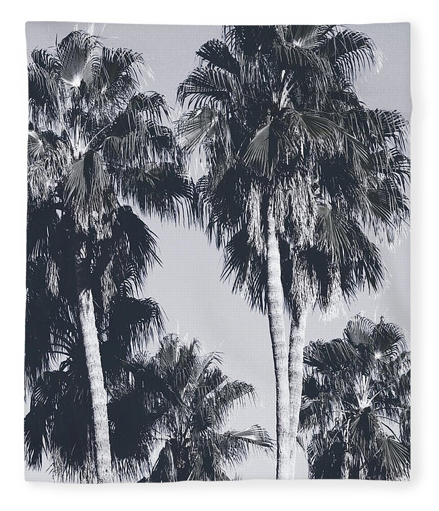 Palm Trees Fleece Blanket featuring the mixed media Palm Springs Palm Trees- Art by Linda Woods by Linda Woods