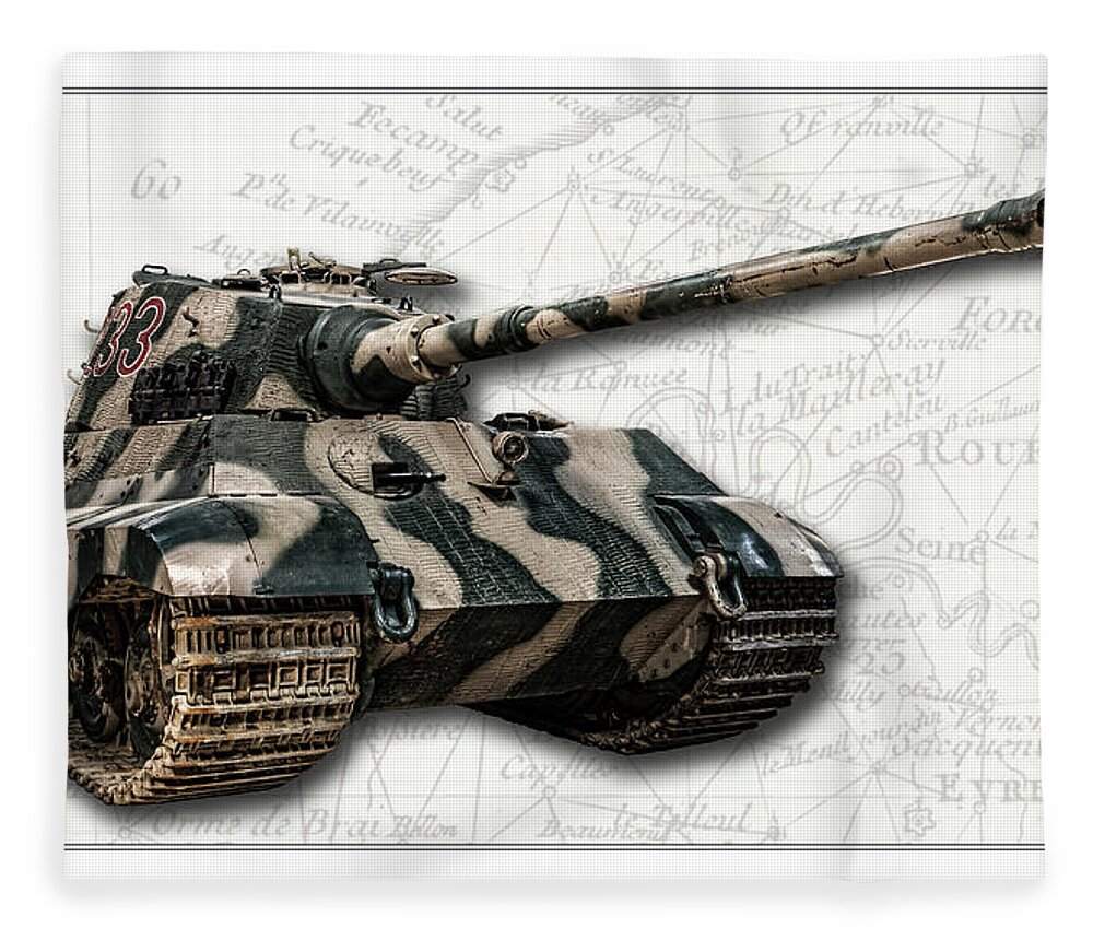 Tiger Ii Fleece Blanket featuring the photograph Panzer Tiger II Front W BG by Weston Westmoreland