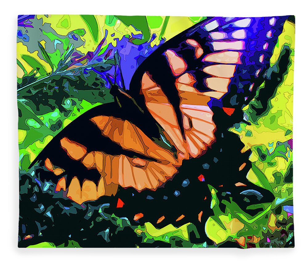 Abstract Fleece Blanket featuring the digital art Papillon by Gina Harrison