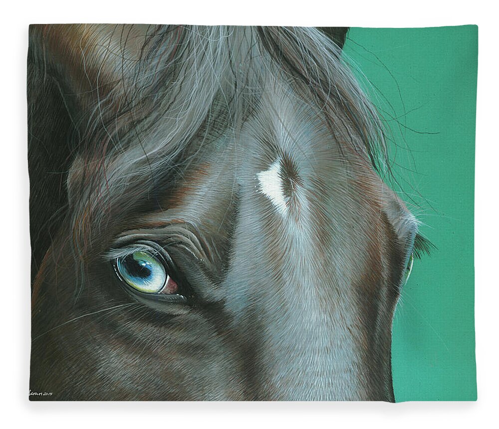 Horse Fleece Blanket featuring the painting Pappy by Mike Brown