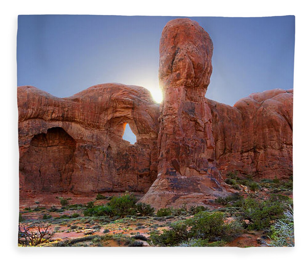 Desert Fleece Blanket featuring the photograph Parade of Elephants in Arches National Park by Mike McGlothlen