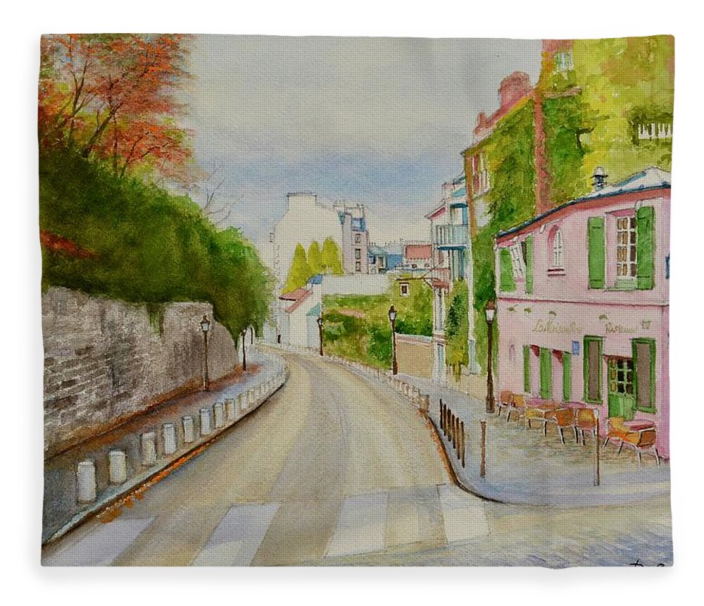 Paris Fleece Blanket featuring the painting Paris Montmartre in Autumn by Dai Wynn