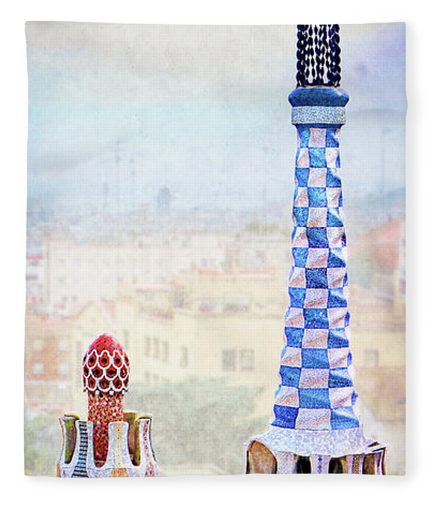 Park Guell Fleece Blanket featuring the photograph Park Guell candy House Tower - Gaudi by Weston Westmoreland