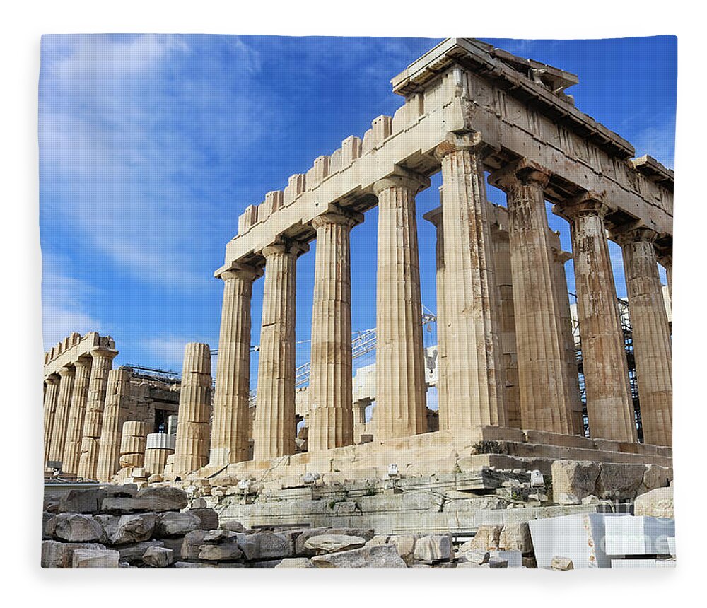 Acropolis Fleece Blanket featuring the photograph Parthenon on Acropolis in Athens Greece by Susan Vineyard
