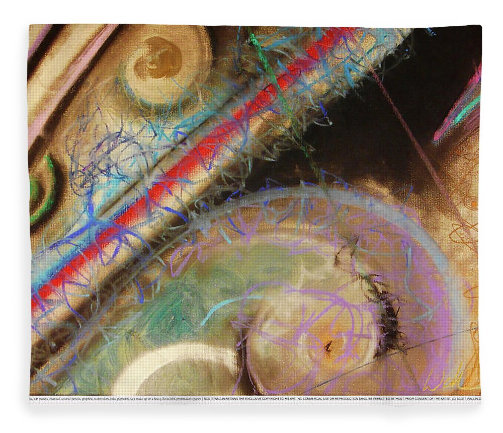 A Bright Fleece Blanket featuring the painting Particle Track Study Twelve by Scott Wallin