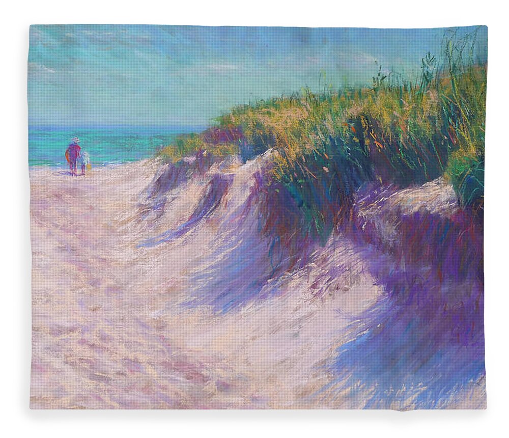 Pastel Fleece Blanket featuring the pastel Past the Dunes by Michael Camp