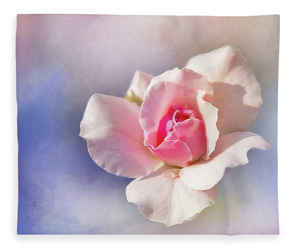 Photography Fleece Blanket featuring the digital art Pastel Rose Delight by Terry Davis