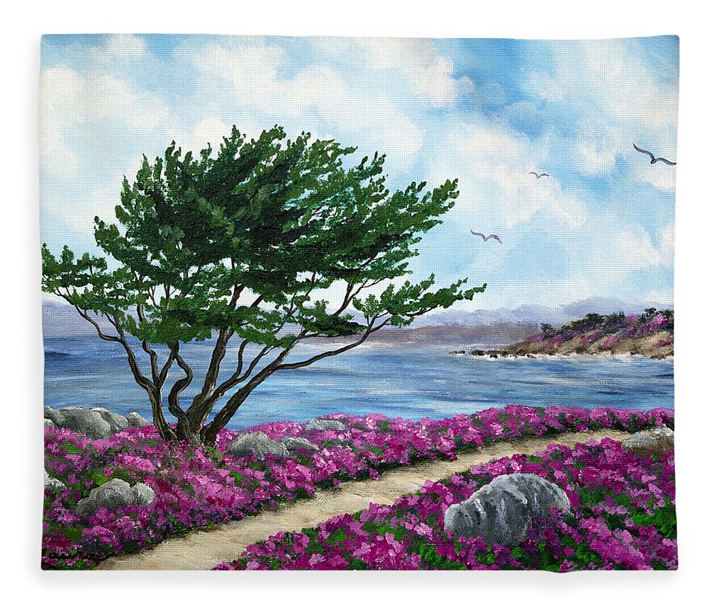 California Fleece Blanket featuring the painting Path by a Cypress Tree in May by Laura Iverson