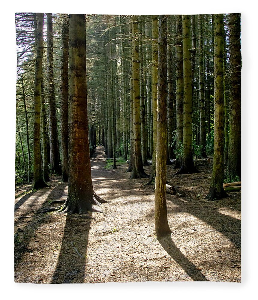 Beecraigs Fleece Blanket featuring the photograph Path through the woods. by Elena Perelman