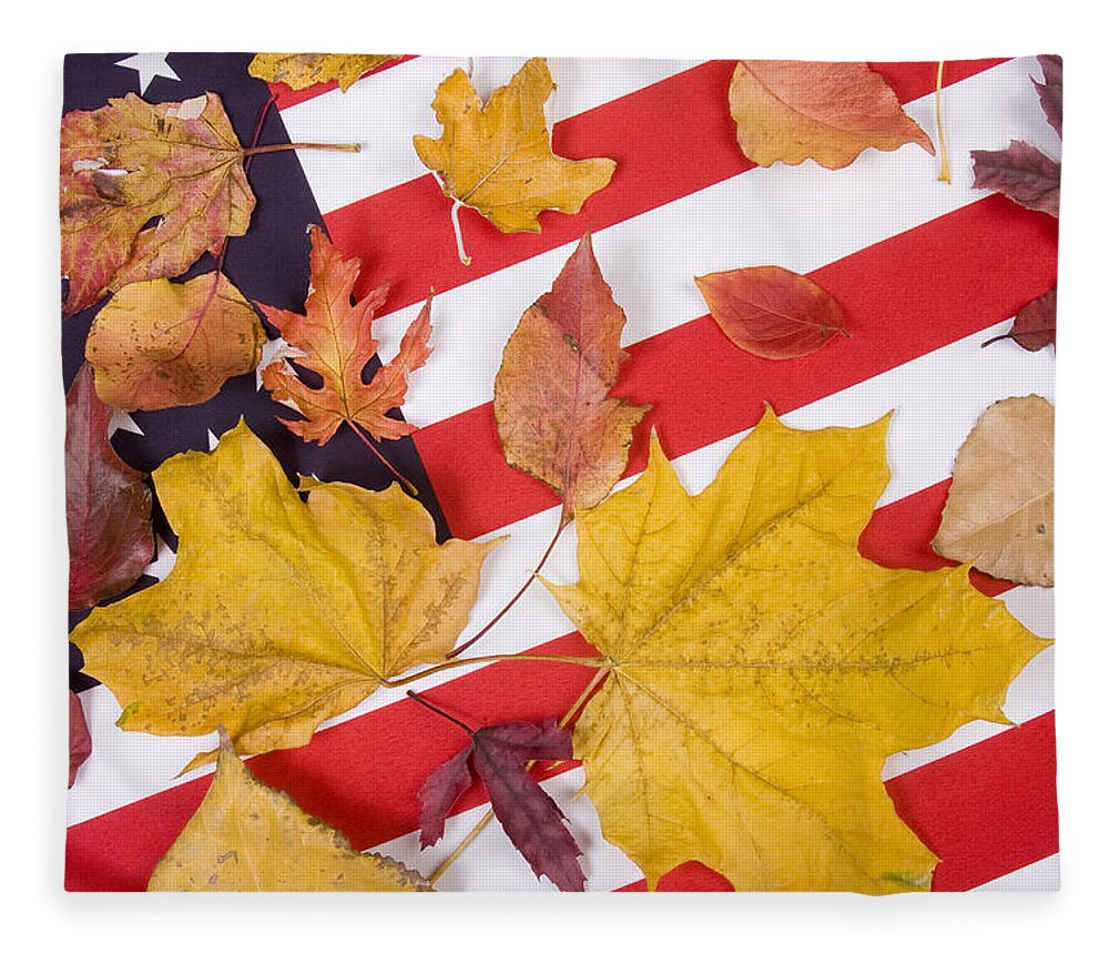 Usa Fleece Blanket featuring the photograph Patriotic Autumn Colors by James BO Insogna