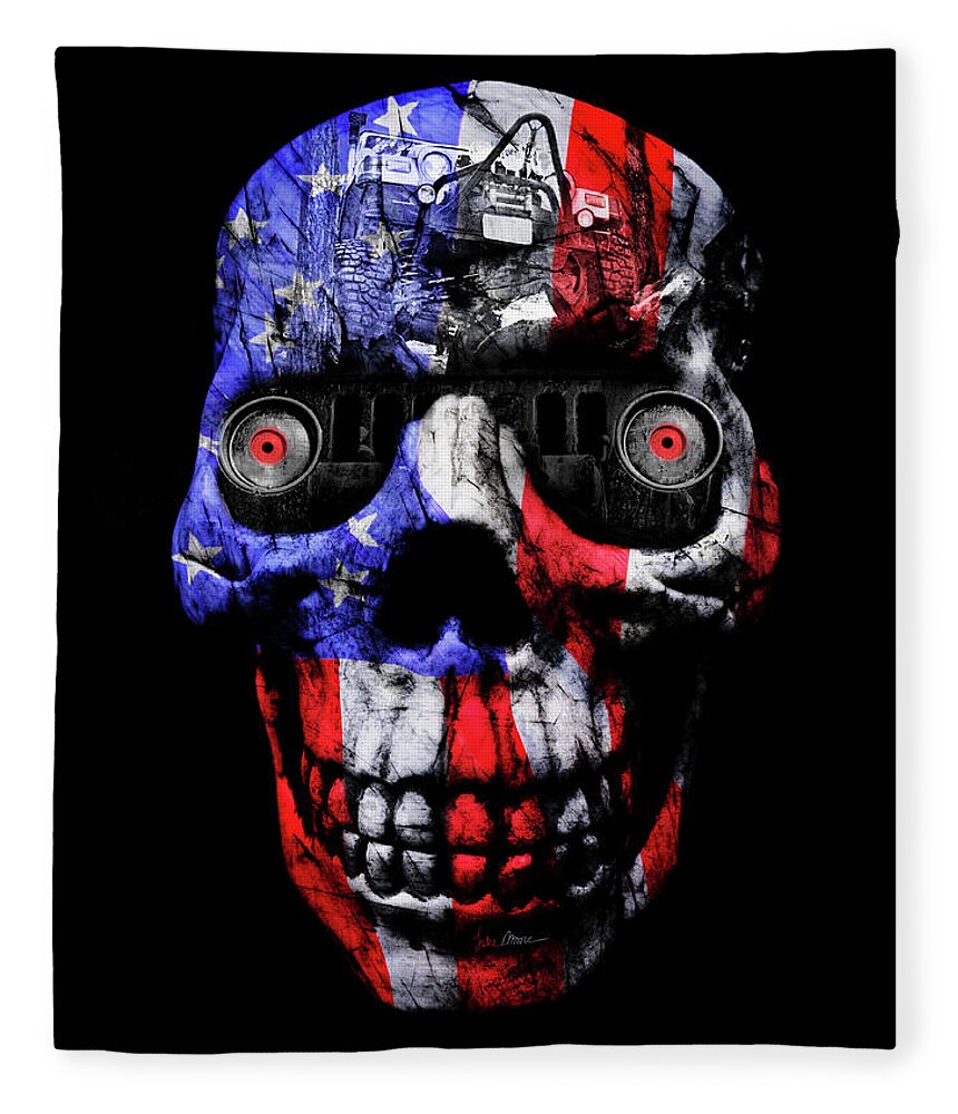 Jeep Fleece Blanket featuring the photograph Patriotic Jeeper Cyborg TJ Wrangler by Luke Moore