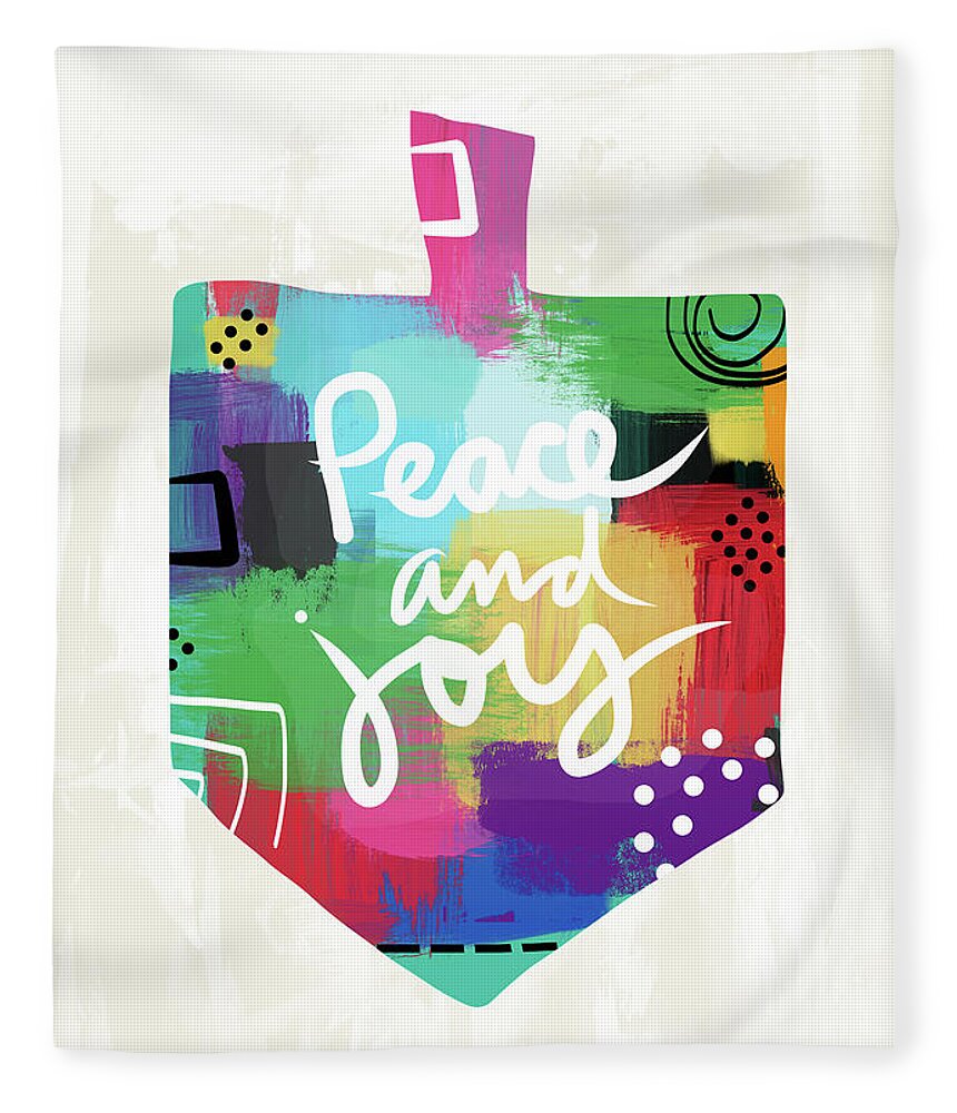 Dreidel Fleece Blanket featuring the painting Peace and Joy Dreidel- Art by Linda Woods by Linda Woods