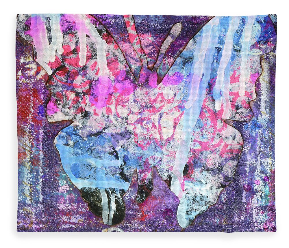 Crisman Fleece Blanket featuring the painting Peace Butterfly by Lisa Crisman
