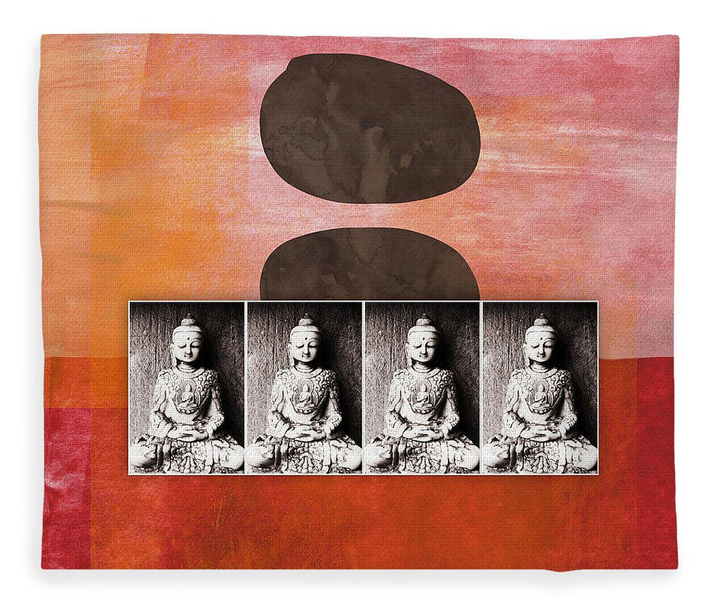 Buddha Fleece Blanket featuring the painting Peaceful Moment- Contemporary Art by Linda Woods by Linda Woods