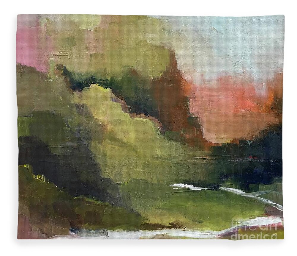 Landscape Fleece Blanket featuring the painting Peaceful Valley by Michelle Abrams