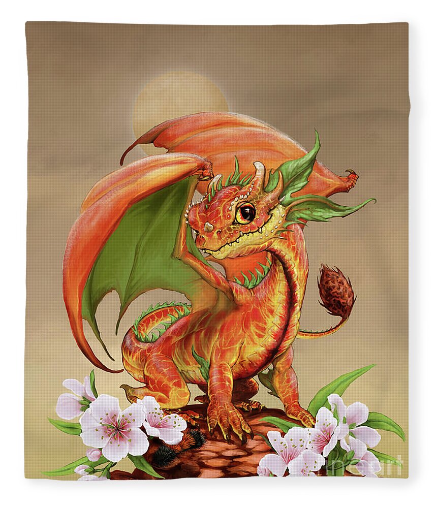 Peach Dragon Fleece Blanket by Stanley Morrison - Pixels