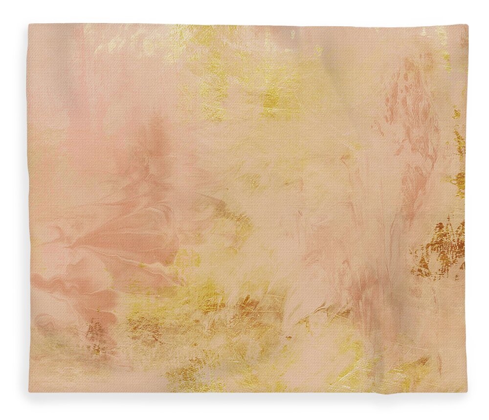 Peach Fleece Blanket featuring the painting Peach Harvest- Abstract Art by Linda Woods. by Linda Woods