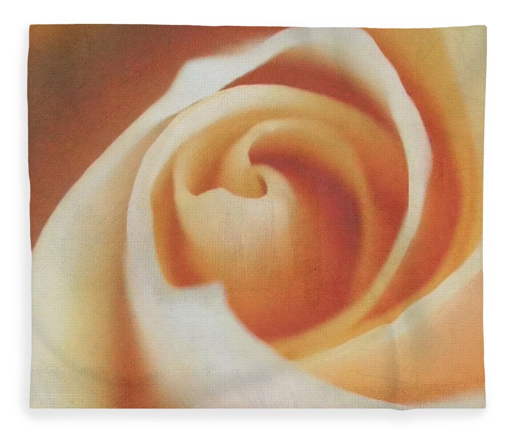Rose Fleece Blanket featuring the photograph Peach Swirl Squared by TK Goforth