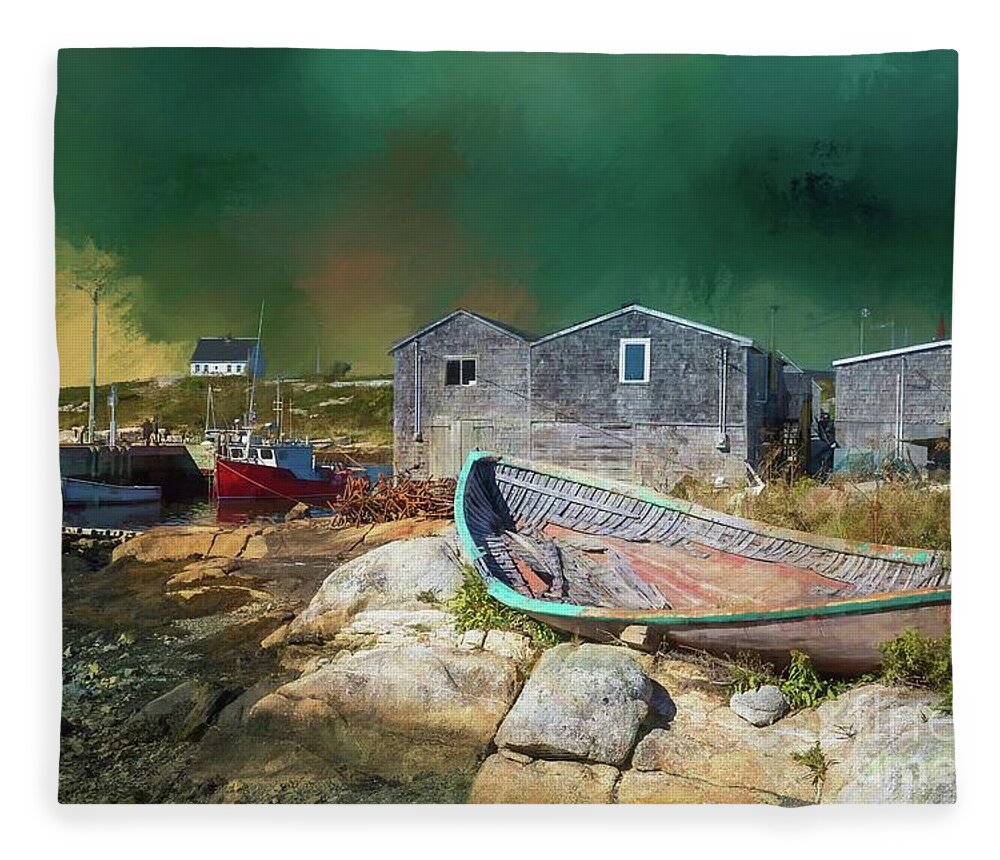 Peggy's Cove Fleece Blanket featuring the photograph Peggy's Cove by Eva Lechner