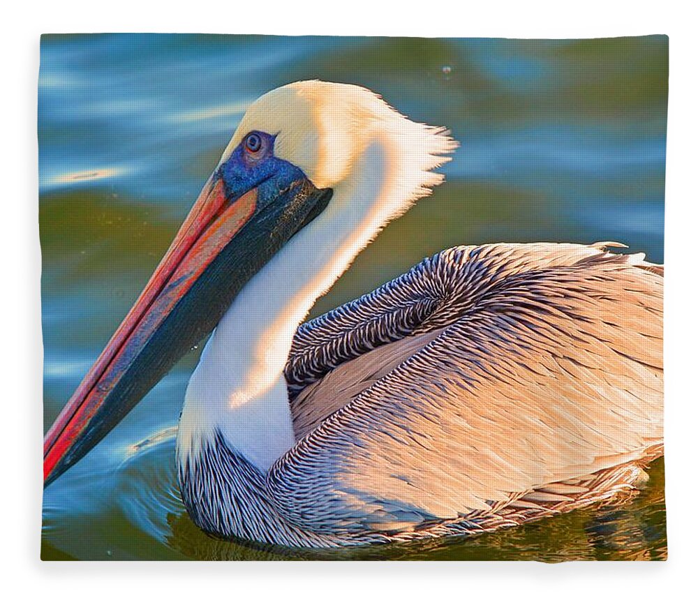 Pelican Profile 2 Fleece Blanket featuring the photograph Pelican Profile 2 by Lisa Wooten