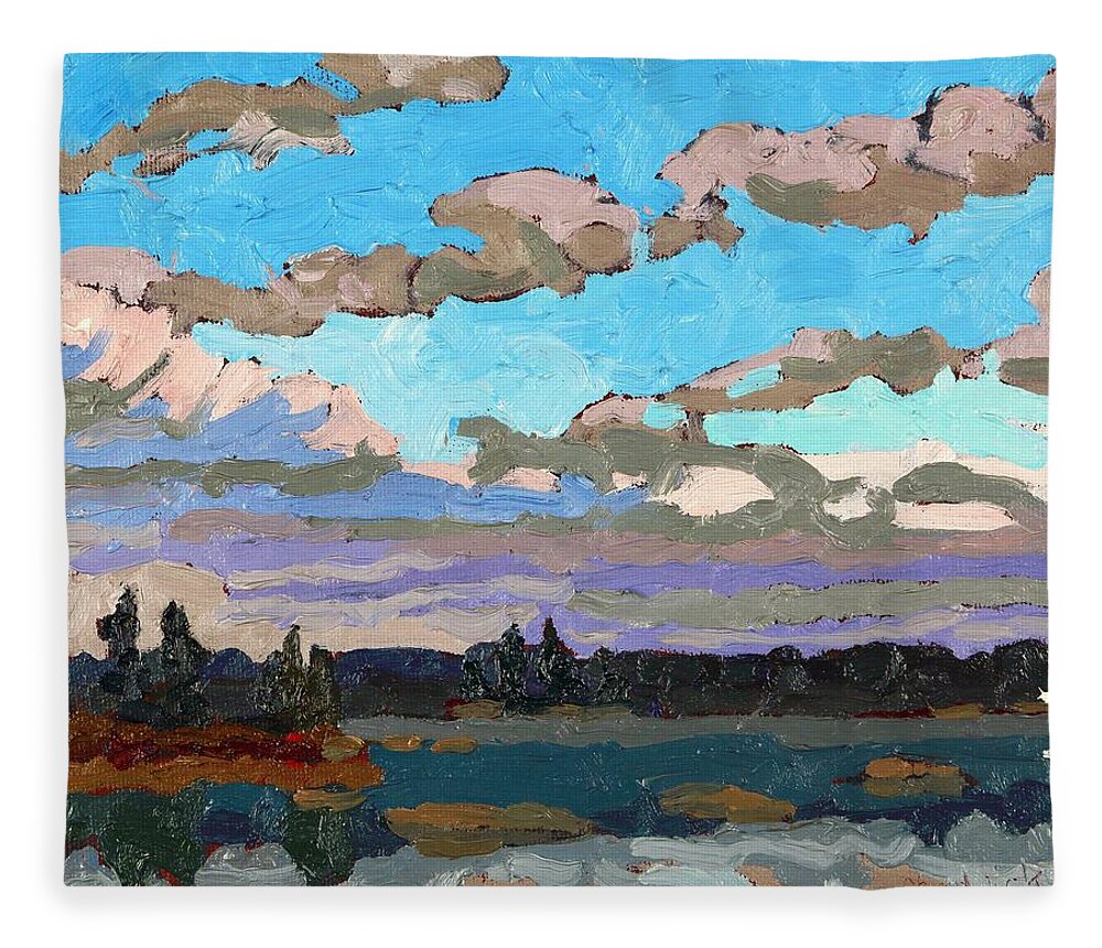 November Fleece Blanket featuring the painting Pensive Clouds by Phil Chadwick