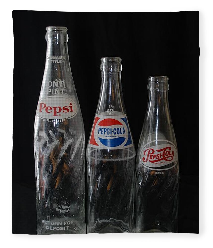 Pepsi Cola Fleece Blanket featuring the photograph Pepsi Cola Bottles by Rob Hans