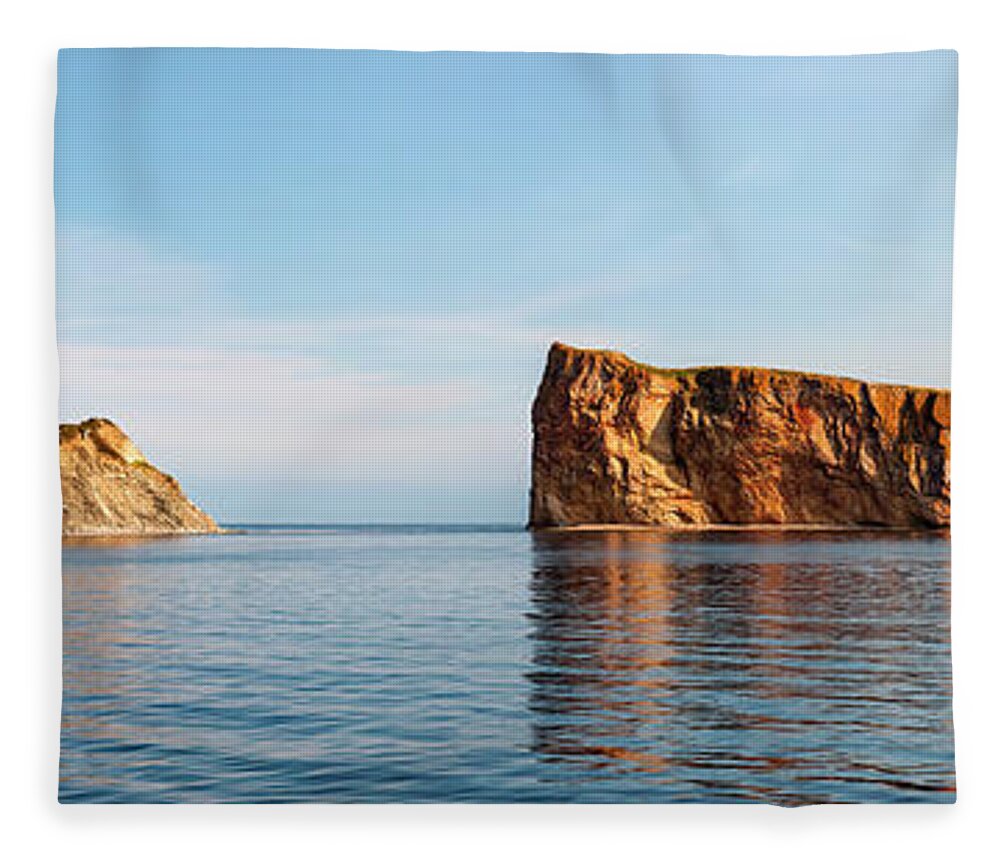 Perce Rock Fleece Blanket featuring the photograph Perce Rock at Gaspe Peninsula by Elena Elisseeva
