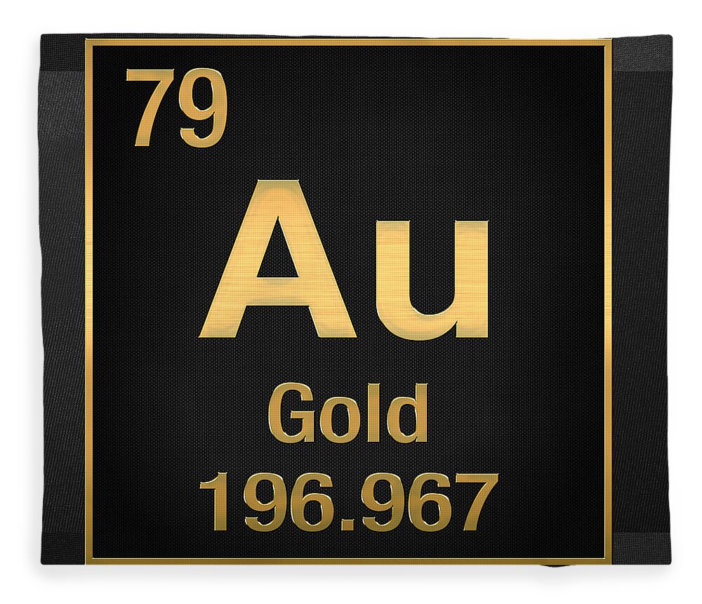 'the Elements' Collection By Serge Averbukh Fleece Blanket featuring the digital art Periodic Table of Elements - Gold - Au - Gold on Black by Serge Averbukh