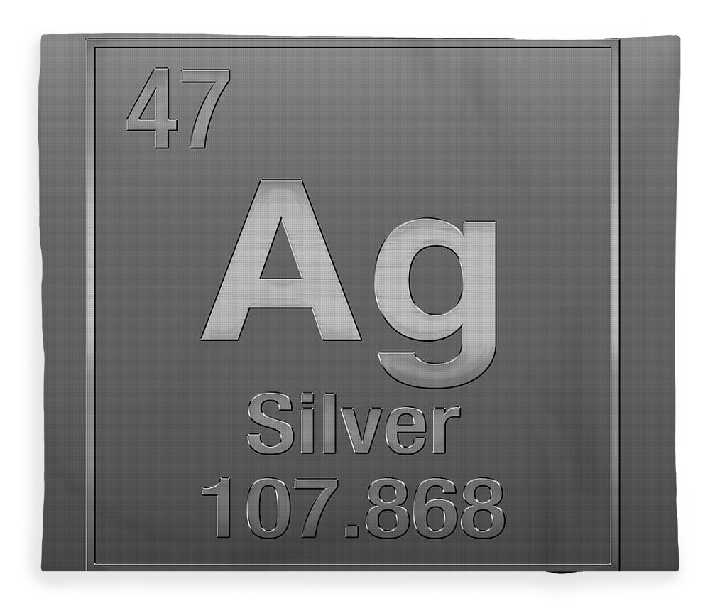 'the Elements' Collection By Serge Averbukh Fleece Blanket featuring the digital art Periodic Table of Elements - Silver - Ag - Silver on Silver by Serge Averbukh