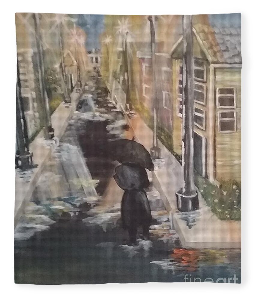 Rain Fleece Blanket featuring the painting Persistence by Saundra Johnson