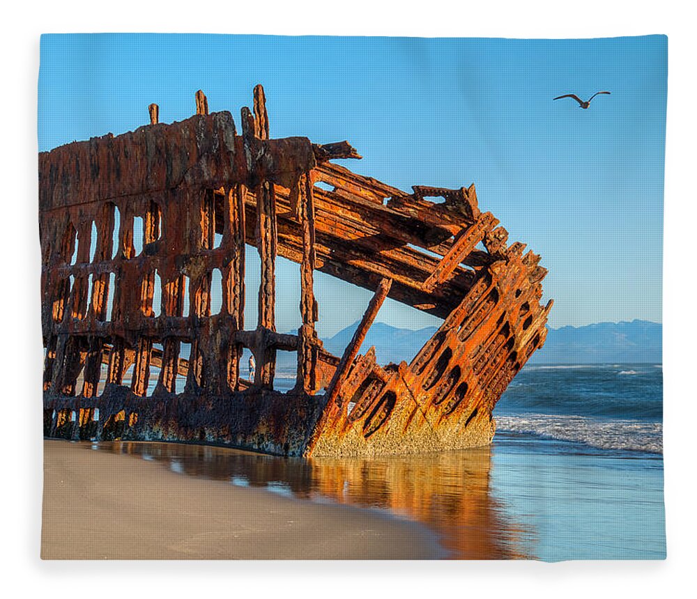 Peter Iredale Fleece Blanket featuring the photograph Peter Iredale II by Kristina Rinell