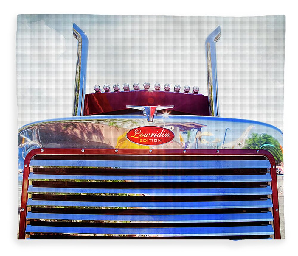 Working Truck Fleece Blanket featuring the photograph Peterbilt Lowridin Edition by Theresa Tahara