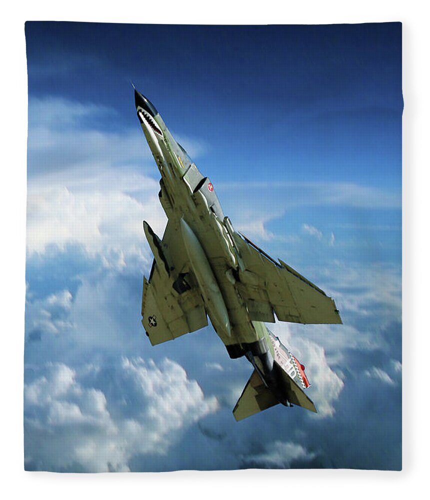 F-4 Fleece Blanket featuring the digital art Phantom Power Out by Airpower Art