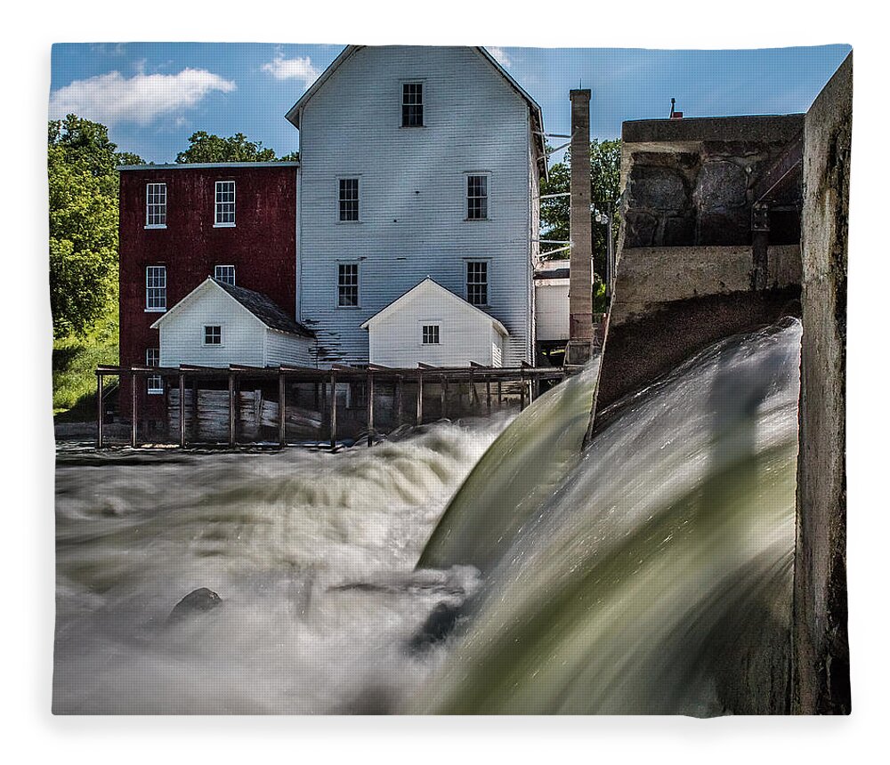 Phelps Fleece Blanket featuring the photograph Phelps Mill Falls by Paul Freidlund