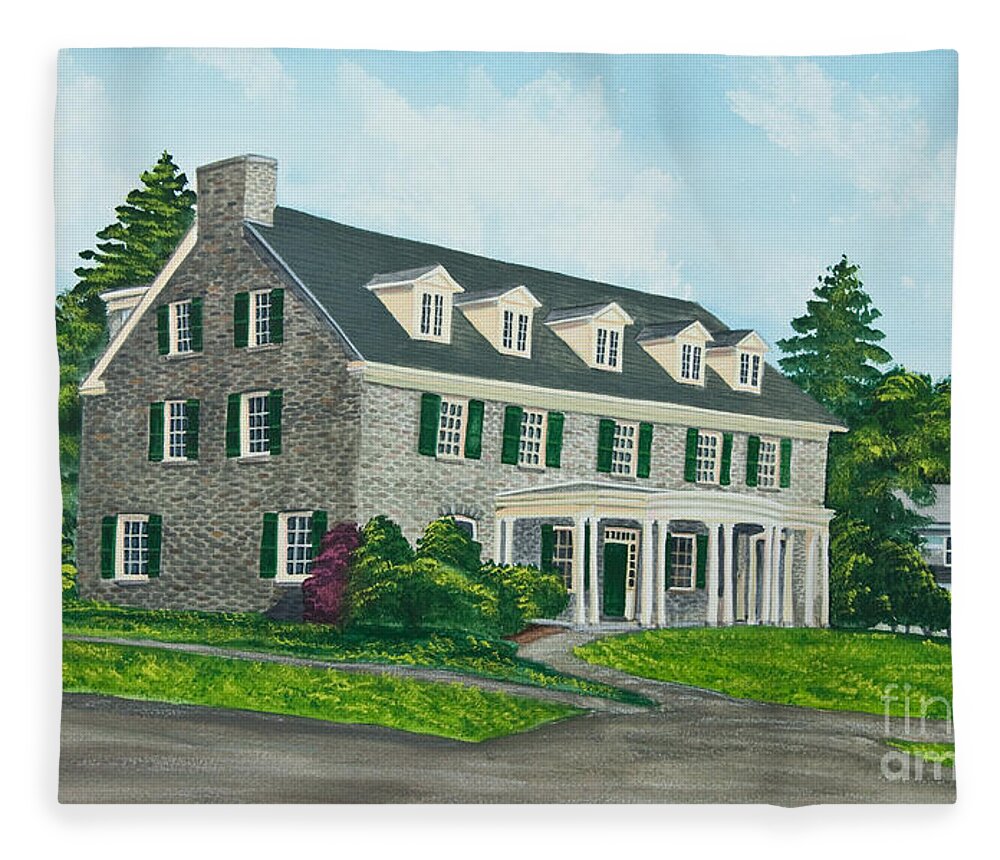 Colgate University Fleece Blanket featuring the painting Phi Gamma Delta by Charlotte Blanchard