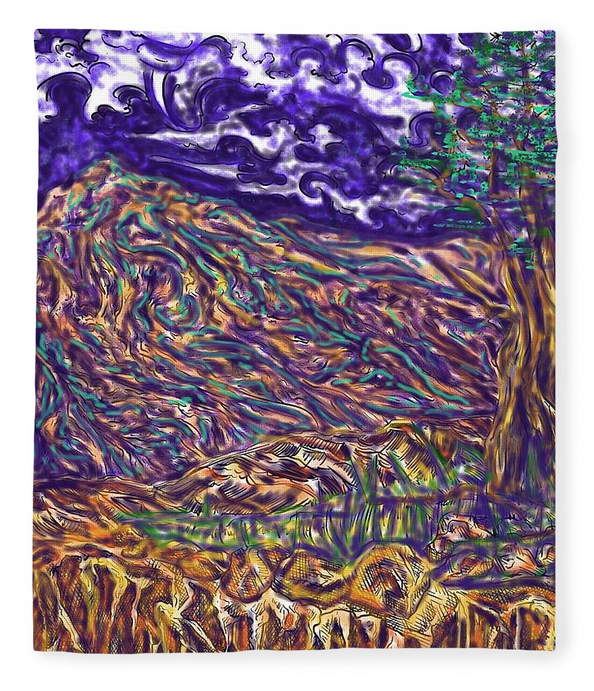 Landscape Fleece Blanket featuring the digital art Pine Bluff by Angela Weddle