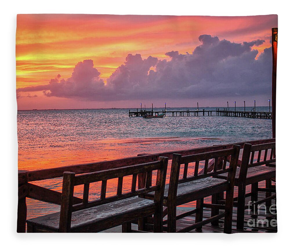 Sunset Fleece Blanket featuring the photograph Pink Fire Sunset by Becqi Sherman
