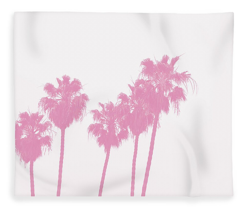 Palm Trees Fleece Blanket featuring the photograph Pink Palm Trees- Art by Linda Woods by Linda Woods