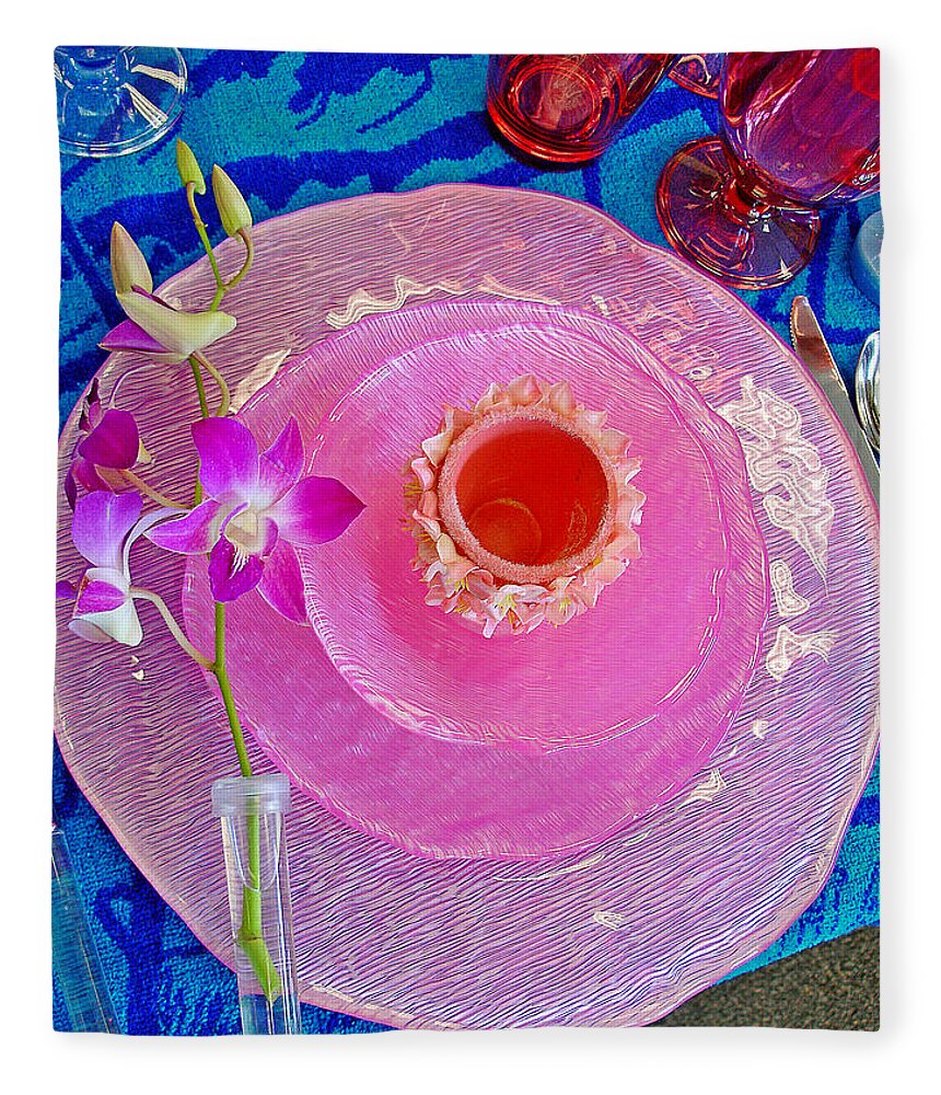 Pink Fleece Blanket featuring the photograph Pink Place Setting by Robert Meyers-Lussier